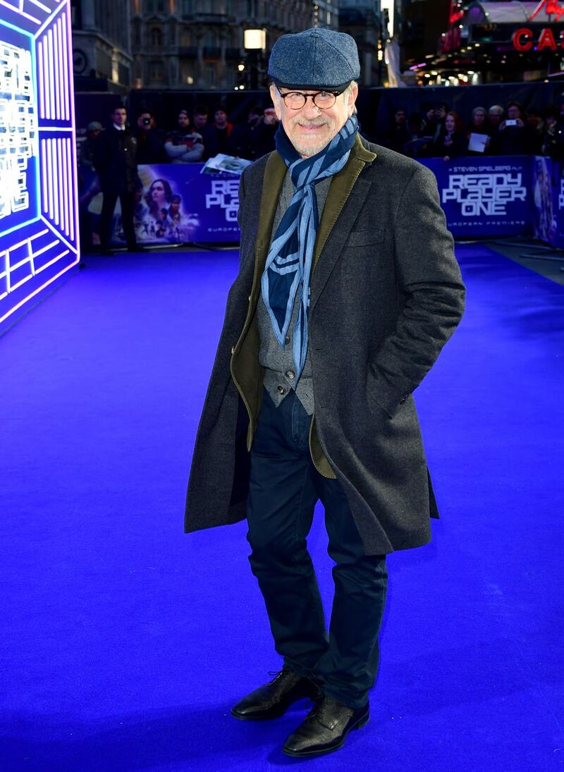 RSteven Spielberg cuts a dash on the blue carpet at Leicester Square (Ian West/PA)
