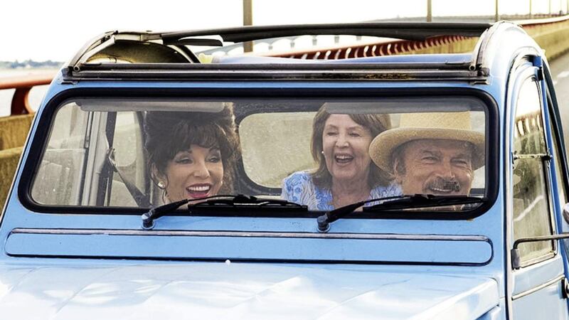 The Time Of Their Lives stars Joan Collins (left) as Helen, Pauline Collins as Priscilla and Franco Nero as Alberto 