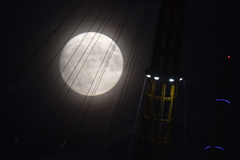 The moon over the O2 Arena in south-east London