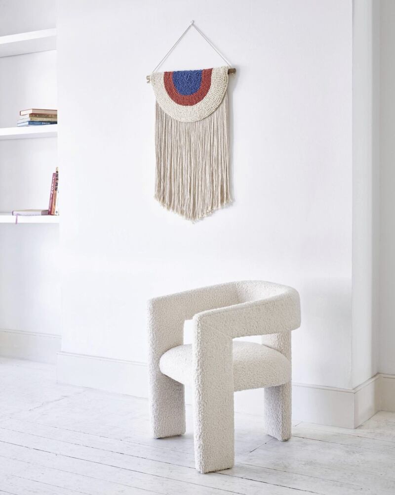 Cleo Fabric Wall Hanging, Tress Natural Faux Sheepskin Chair, Oliver Bonas