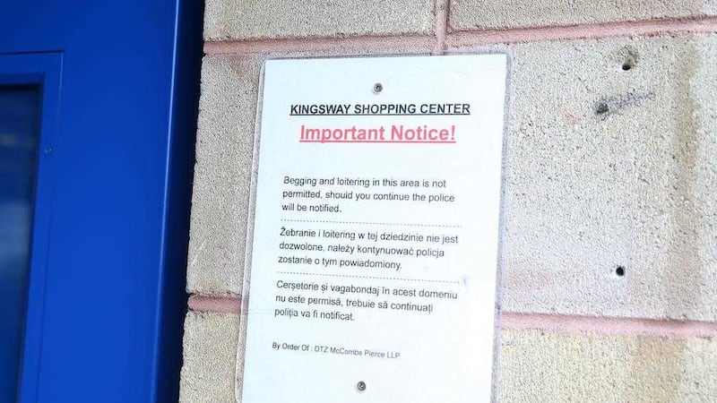 Kingsway Shopping Centre in Dunmurry where anti-begging and loitering notices have sparked concerns. Picture by Mal McCann 