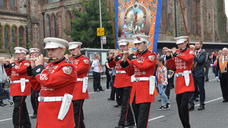 The Twelfth of July parade in Belfast city centre yesterday