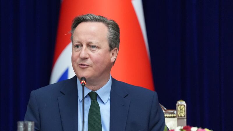 Foreign Secretary Lord David Cameron speaks during a press conference in Bishkek in Kyrgyzstan during his five-day tour of the Central Asia region
