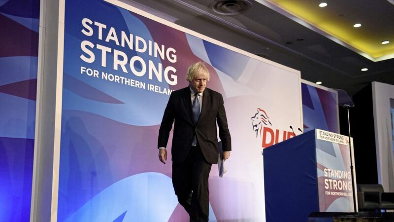 Boris Johnson at the DUP conference last year. Picture by Michael Cooper/PA Wire 