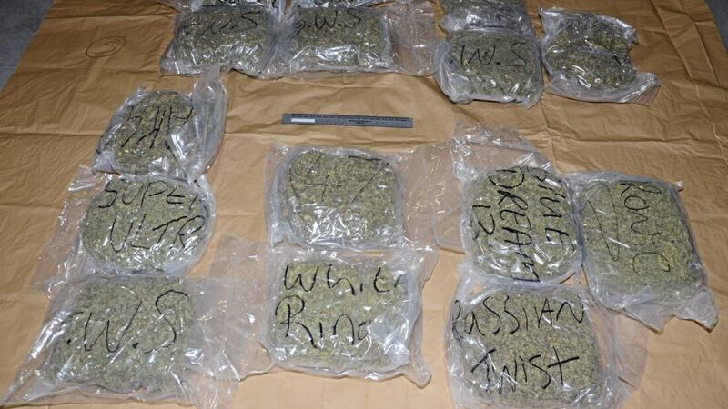 A haul of herbal cannabis seized by the PSNI in north Armagh 