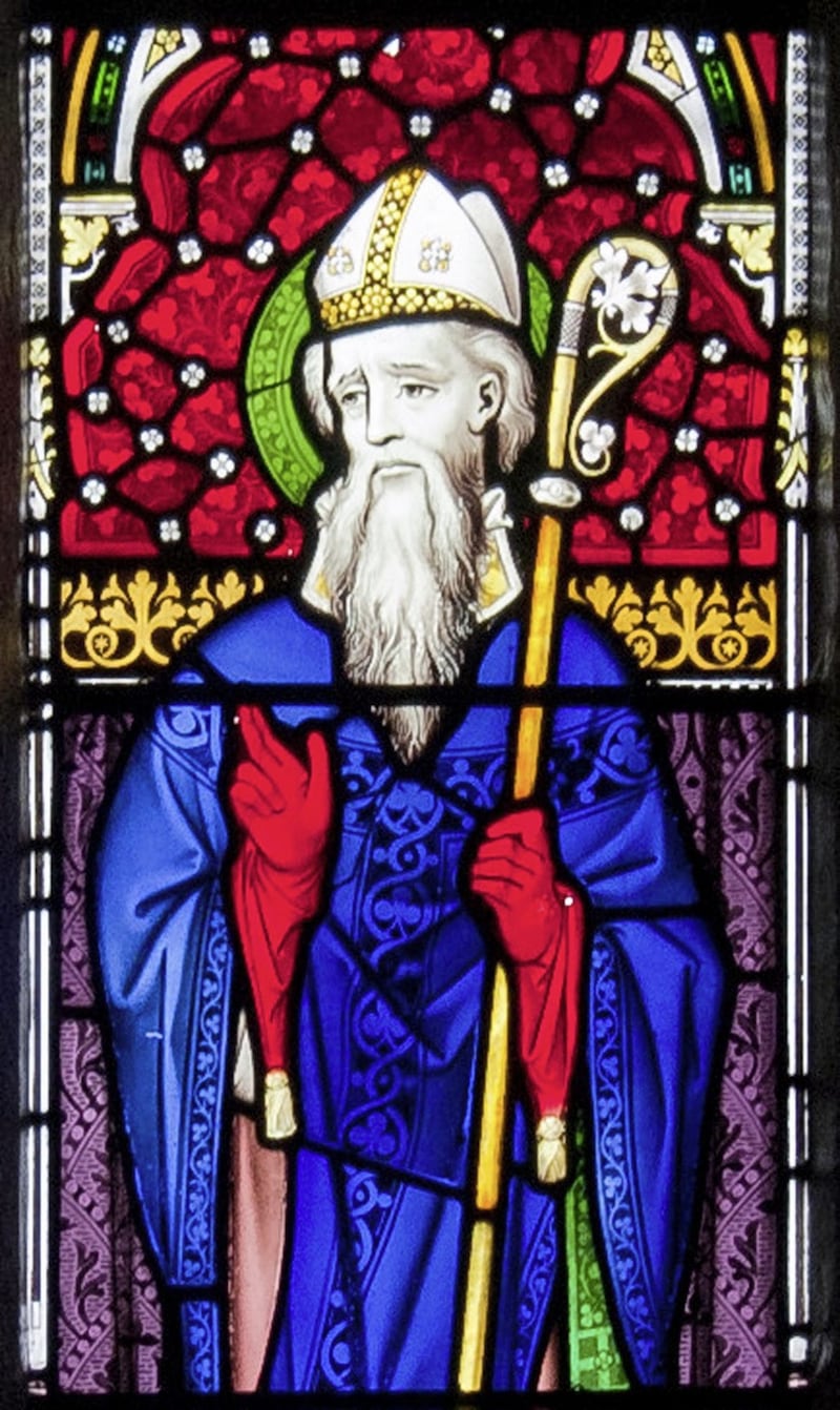 St Ibar, as pictured in the chancel window of Our Lady&#39;s Island Church of the Assumption, Co Wexford. Picture by Andreas Franz Borchert 
