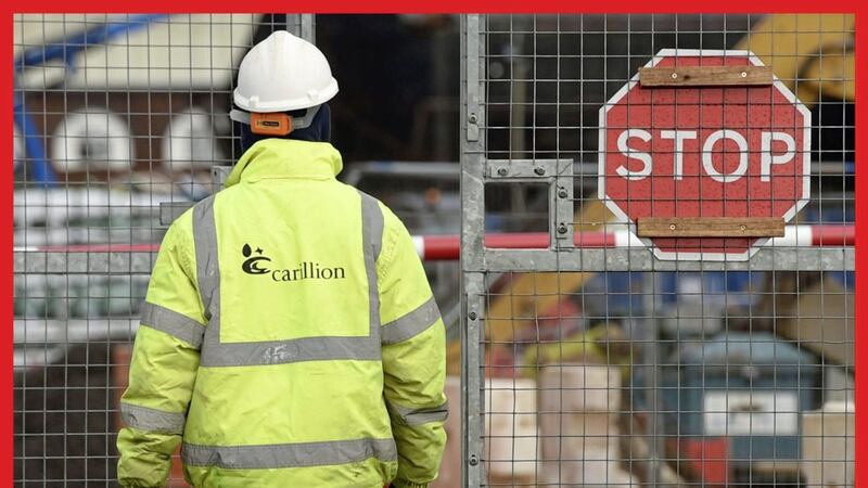 A Carillion employee turns up for work just before the construction giant collapsed earlier this month 