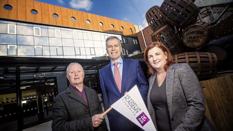Gearing up for the Northern Ireland stage of the AIB Start-up Academy Summit in Belfast on February 9 are Bill Wosley, Des Moore and Diane Roberts 