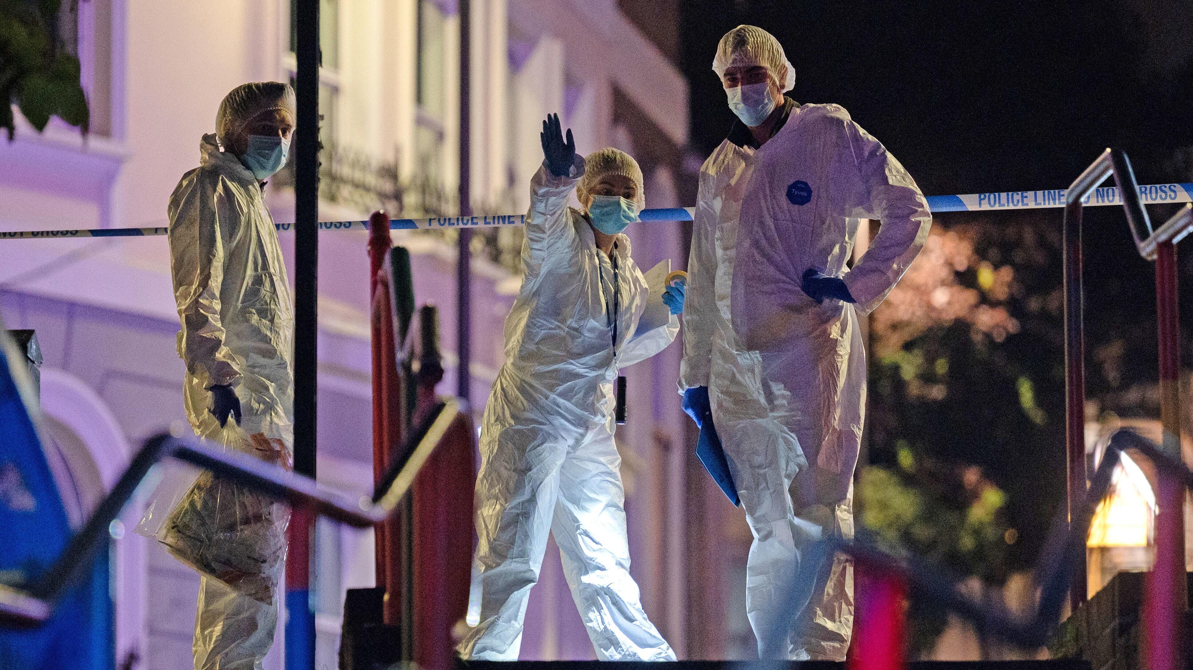 Forensic investigators at the scene in Brighton where a 17-year-old boy was stabbed to death (Jamie Lashmar/PA)