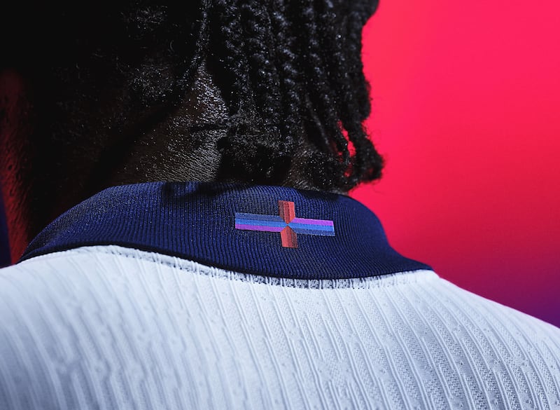 The altered St George’s Cross on the new England shirt .