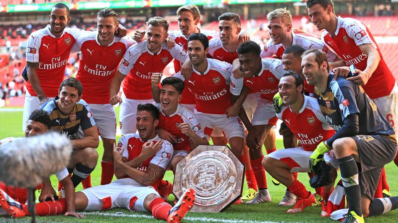 Arsenal's players celebrate their Community Shield victory at Wembley on Sunday<br />Picture: PA&nbsp;