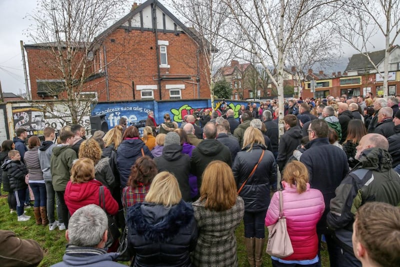 Around 200 people gathered for the official unveiling ceremony on Saturday. Picture by Mal McCann 