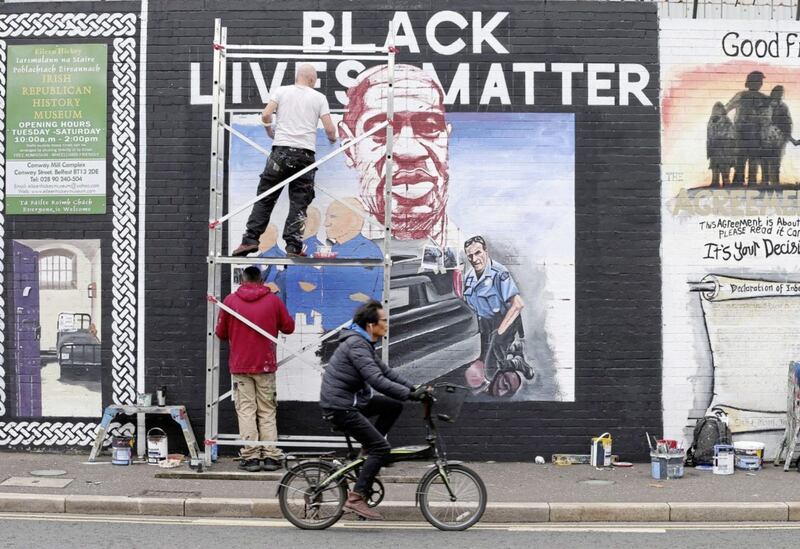 A Black Lives Matter mural on the International Wall on Falls Road in west Belfast. The mural features George Floyd who was murdered by police in Minneapolis. Picture by Mal McCann 