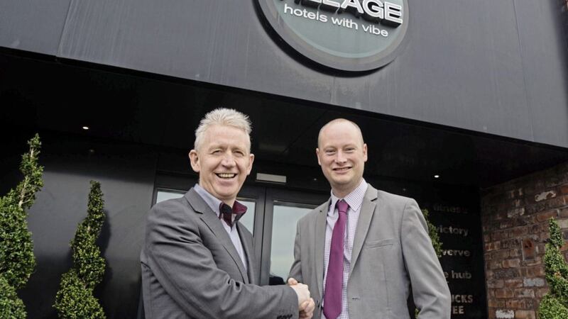 Novosco managing director Patrick McAliskey (left) with Dan Morley, head of IT infrastructure at Village Hotel Club 