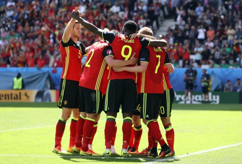 Belgium’s Romelu Lukaku celebrates a goal