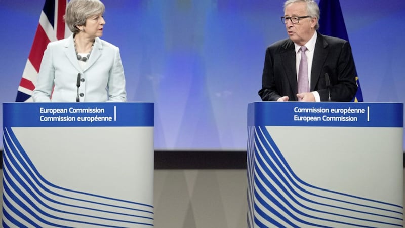 The second phase of Brexit talks, which will deal with trade, is expected to begin in late March or April. Pictured are UK Prime Minister Theresa May (left) and EU President Jean-Claude Juncker. 