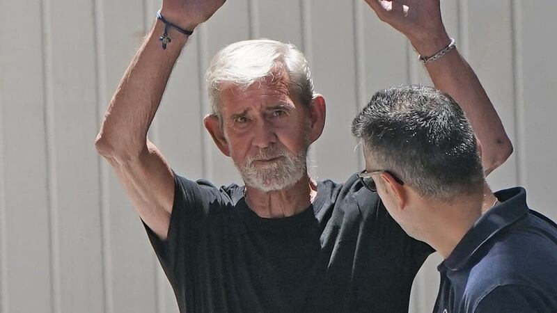 David Hunter is transported from Paphos District Court in Cyprus after he was found guilty by Cypriot judges of the manslaughter of his terminally ill wife Janice (Victoria Jones/PA)