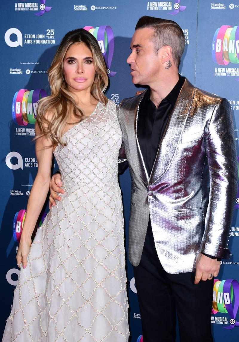 Ayda Field and Robbie Williams at the gala night for Take That’s The Band musical 