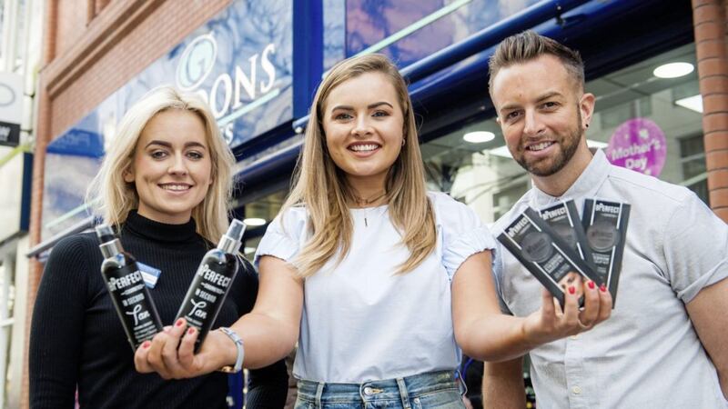 Helen Smyton from Gordons Chemists pictured with B Perfect Brand Ambassador, Tiffany Brien, and Brendan McDowell, managing director of B Perfect Cosmetics  