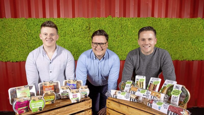 Announcing the launch are (from left) Kevan Jordan from Kitchen Vegilantes, Gary McDowell, head of food innovation at Deli Lites Ireland, and Brian Reid, co-founder and chief executive of Deli Lites Ireland 