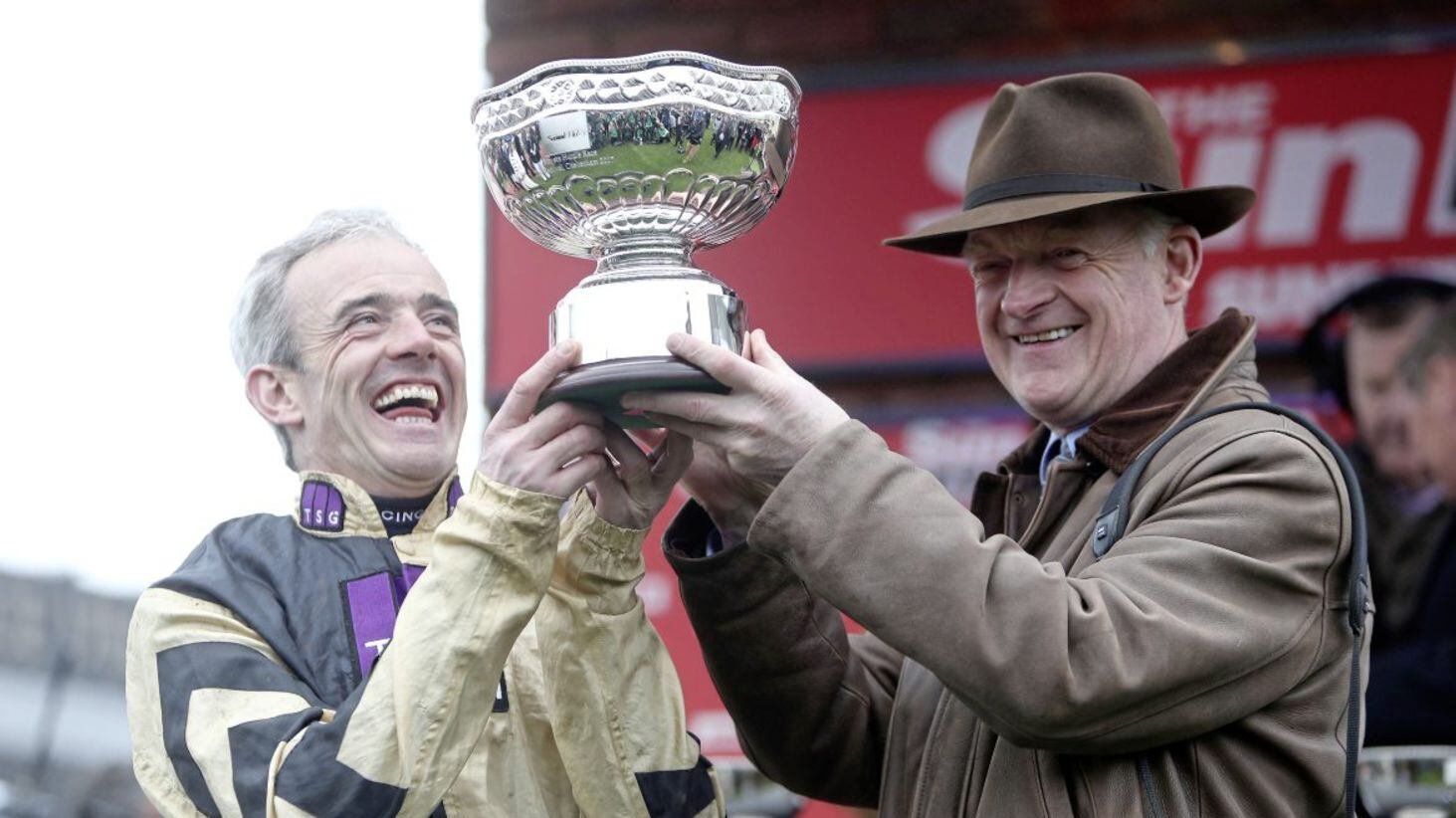 Ruby Walsh and Willie Mullins celebrate victory in the Sun Bets Stayers&#39; Hurdle with Nichols Canyon at Cheltenham last month. They go for a repeat at Punchestown today 
