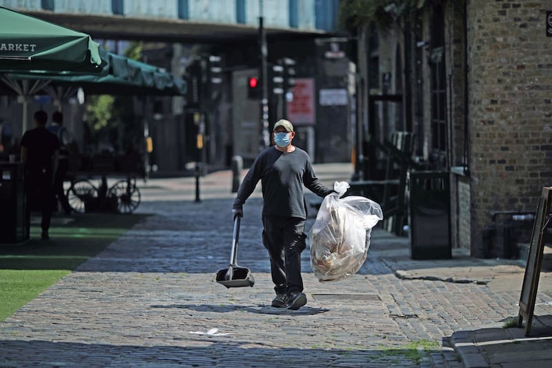 A street cleaner at Camden Market