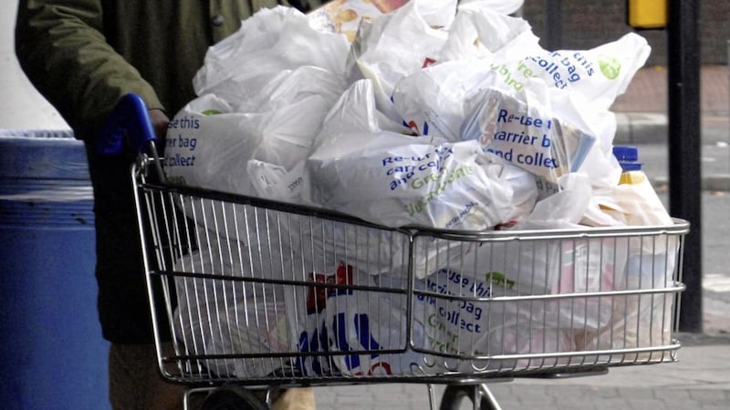 Five pence is levied on every carrier bag. Photo by Ali Waggie/PA Wire