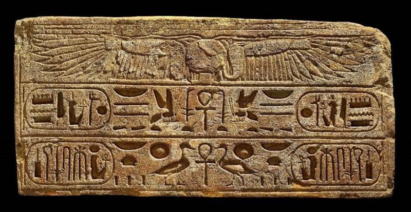 a 3,000-year-old limestone lintel revealing the name of Pharaoh (King of Ancient Egypt) Ramses III        pic: Lisburn and Castlereagh City Council