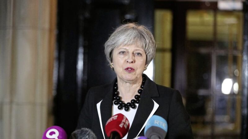 British Prime Minister Theresa May speaking outside Stormont House in Belfast last week. Picture by Niall Carson, Press Association