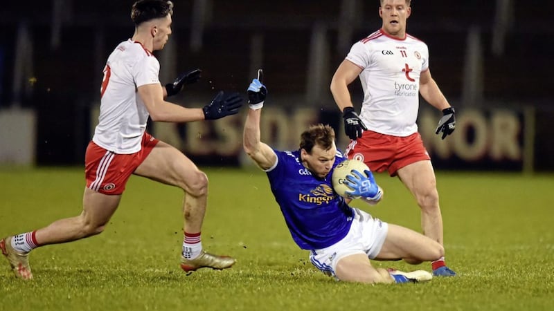 Gearoid McKiernan&#39;s form has helped proper Cavan to the top of Division Four, but they must be more ruthless in front of goal if they are to secure a quick return to Division Three  Picture: Oliver McVeigh. 