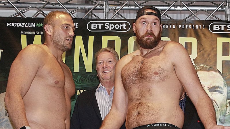 Tyson Fury Francesco Pllaneta ahead of his big night at Windsor Park on Saturday night, with Tyson Fury tackles two-time world title challenger Francesco Pianeta. .Paddy Barnes challenges WBC World Flyweight champion Cristofer Rosales for his world championship picture Bill Smyth. 