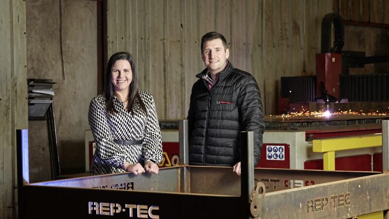 Rep-Tec founder and chief executive Colm Grimes with Jenna Mairs, senior investment manager at Whiterock Finance. Picture: Kelvin Boyes/PressEye 