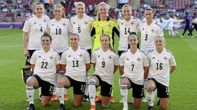 The Northern Ireland players, pictured before their first UEFA Women&#39;s Euro 2022 match against Norway, showed tremendous character in a tough encounter. 