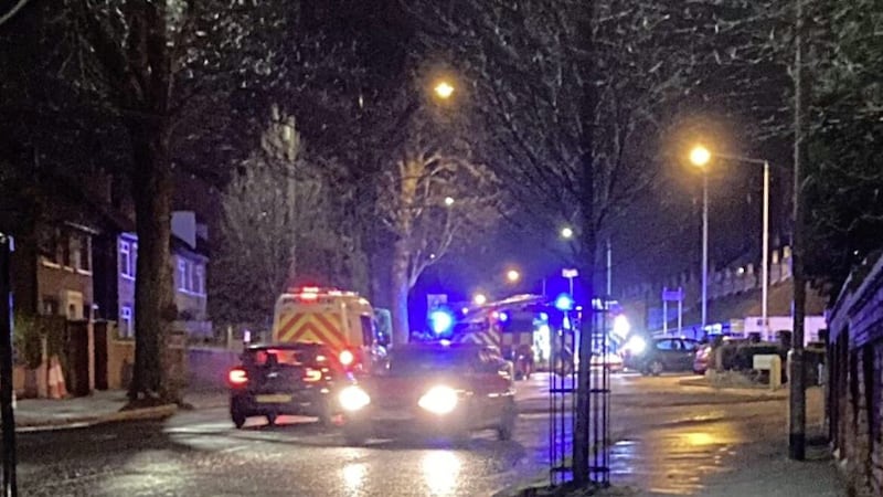 The scene of the crash on the Ormeau Road. Picture from Twitter 