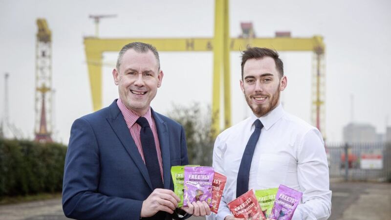Free&rsquo;ist national account manager Gary Martin (left) with sales development executive Manus Carson. Photo: Brian Thompson 