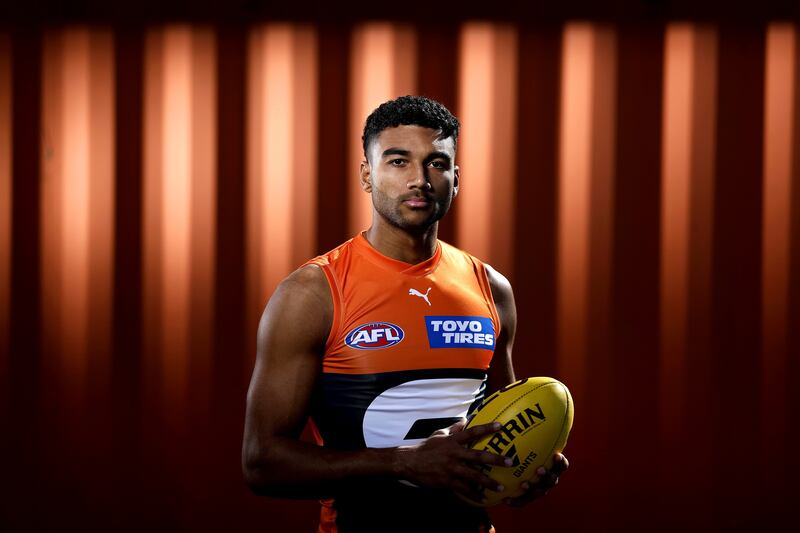 Callum Brown's long kicking prowess for GWS Giants has earned him the moniker 'Downtown Brown'     Picture: Phil Hillyard 