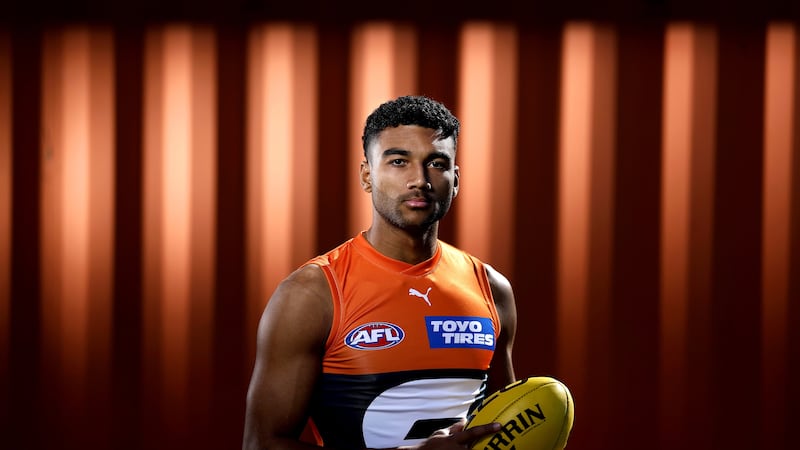 Callum Brown's long kicking prowess for GWS Giants has earned him the moniker 'Downtown Brown'     Picture: Phil Hillyard 