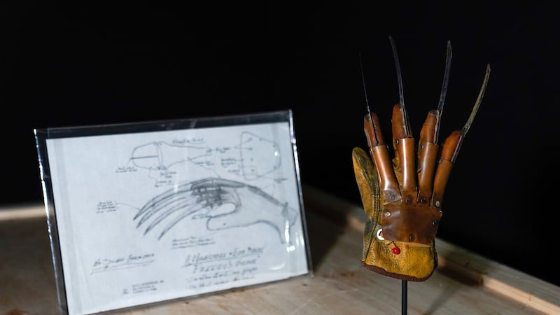Freddy Krueger’s screen matched glove and a hand drawn schematic (Andrew Matthews/PA)