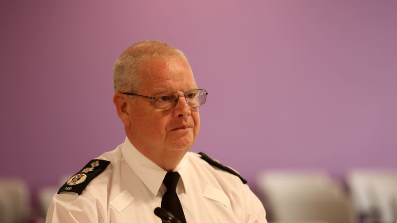 PSNI Chief Constable Simon Byrne speaking after an emergency meeting of the Policing Board. Picture by Mal McCann