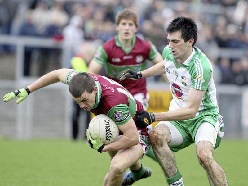 Gregory Bradley in action for Coleraine against Burren in the 2010 Ulster Club series. Picture by Philip Walsh 