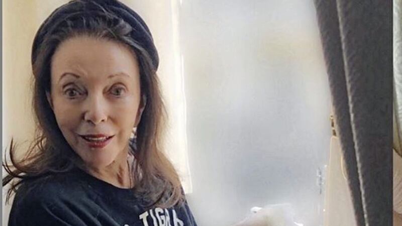 Hollywood starlet, Joan Collins has been showing off her cleaning skills on social media amid the coronavirus outbreak. Picture: Joan Collins Instagram 