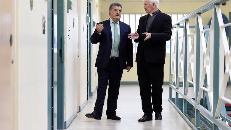 Bishop Noel Treanor pictured at Maghaberry Prison with Prison Service Director General Ronnie Armour. Picture by Michael Cooper 