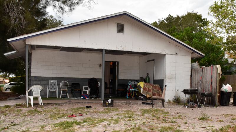 The house where the woman was shot dead, allegedly by one of her younger brothers (Pinellas County Sheriff’s Office/AP)