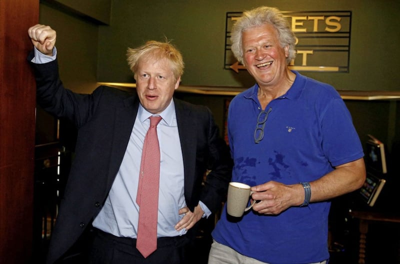 JD Wetherspoon founder Tim Martin (right) with Boris Johnson. Photo: Henry Nicholls/PA 