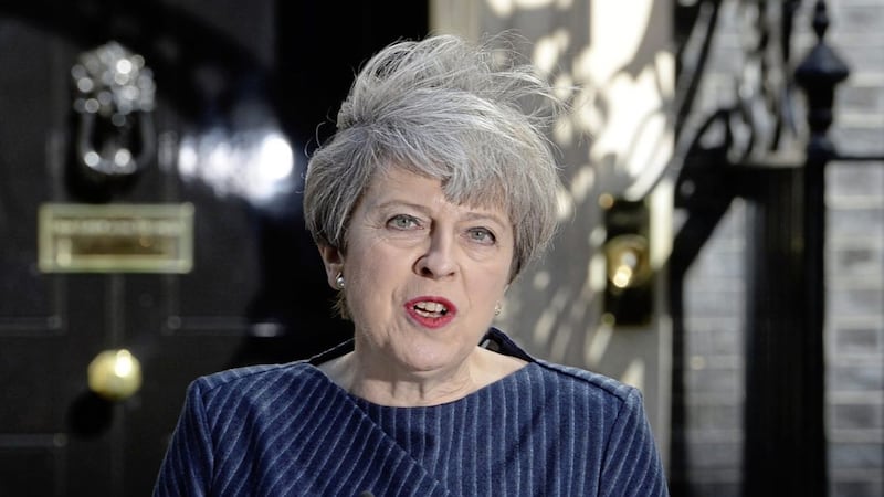 Prime minister Theresa May makes a statement in Downing Street, London, announcing a snap general election on June 8. PICTURE: John Stillwell/PA 
