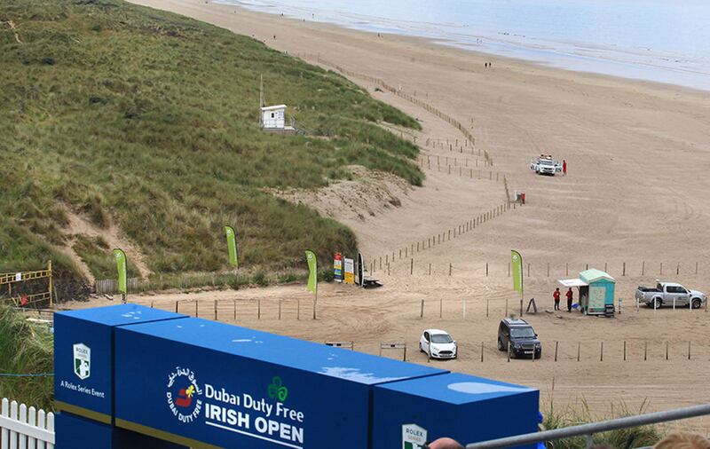 The Portstewart Strand closed to traffic during the Dubai Duty Free Irish Open at Portstewart Golf Club on Thursday. Picture Margaret McLaughlin&nbsp;