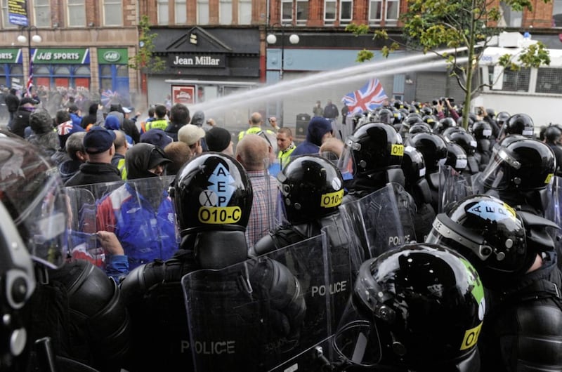 An anti-internment parade in 2013 ended in violence when loyalists clashed with police 