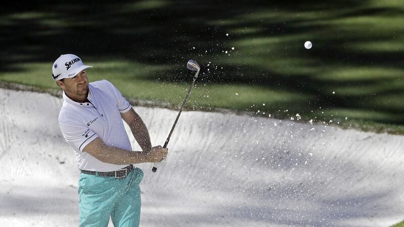 &nbsp;McDowell hits out of a bunker on the 10th hole during the first round of the Masters golf tournament Thursday, April 7, 2016, in Augusta<br />Picture by PA