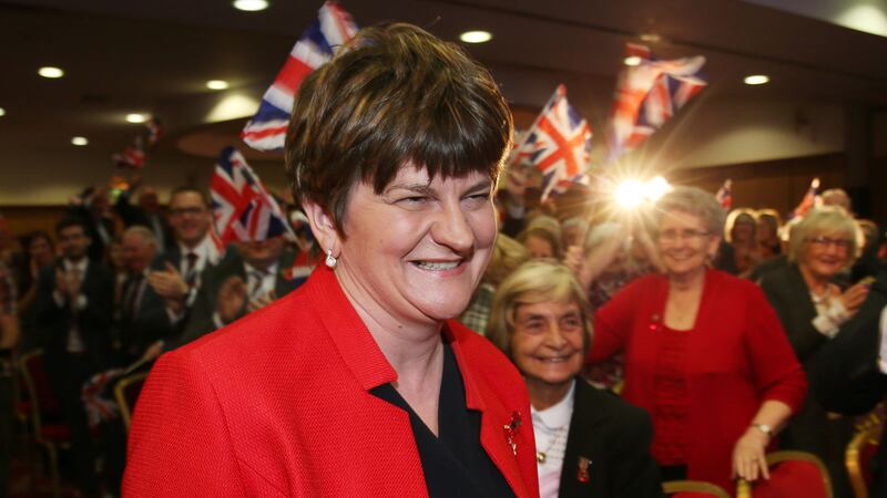 First Minister and DUP leader Arlene Foster arrives to deliver her keynote speech to delegates at the DUP annual conference at the La Mon Hotel in Dundonald. Picture by Niall Carson, Press Association&nbsp;