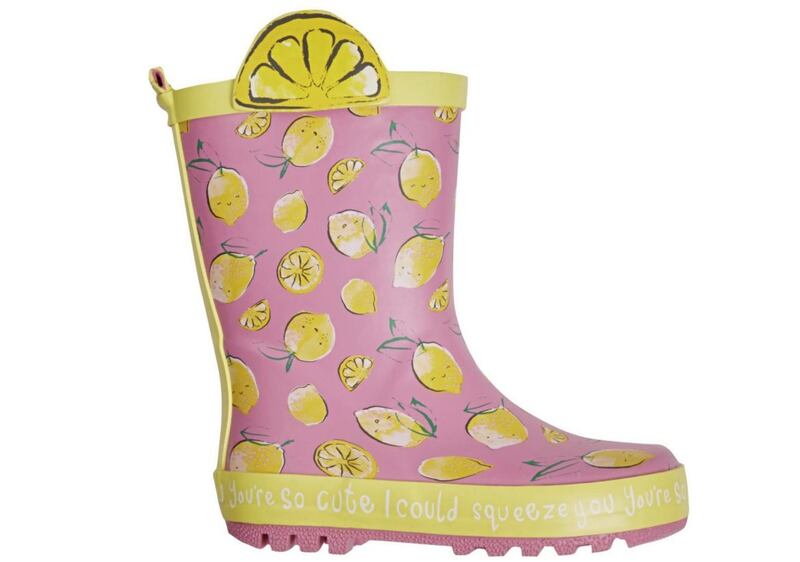 George at Asda Pink Lemon Print Wellington Boots, &pound;9, available from Asda 